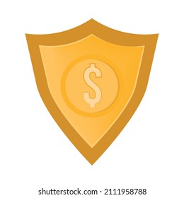 dollar money shield icon flat