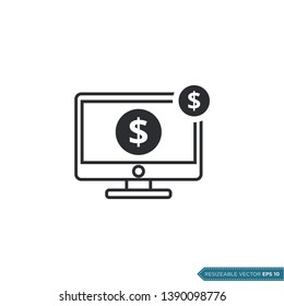 Dollar Money Sign Computer Screen Icon Vector Template Flat Design