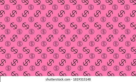 Dollar money sign pattern, pink background, USD dollar currency symbol for wallpaper, dollar pattern for fabric print