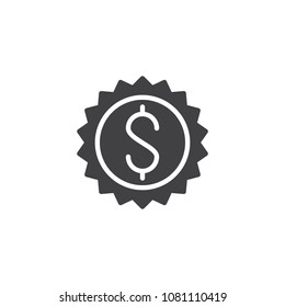 Dollar money sticker vector icon. filled flat sign for mobile concept and web design. Currency quality simple solid icon. Symbol, logo illustration. Pixel perfect vector graphics