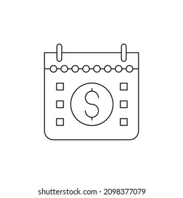 Dollar money symbol and calendar icon design isolated on white background