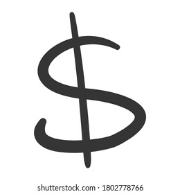 Dollar Money Symbol Traditional Doodle. Icons Sketch Hand Made. Design Vector Line Art.