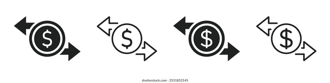 Dollar money transfer icon set. Money transfer icon