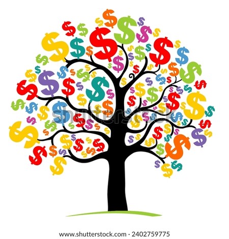 Dollar. Money tree isolated on white background. Business investment profit flat vector illustration. Revenue and income metaphor. Investors strategy, funding concept. Payment system. Business concept