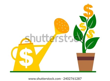 Dollar. Money tree isolated on white background. Business investment profit flat vector illustration. Revenue and income metaphor. Investors strategy, funding concept. Payment system. Business concept