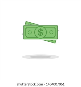 Dollar money vector icon. Dollar bills isolated on white background