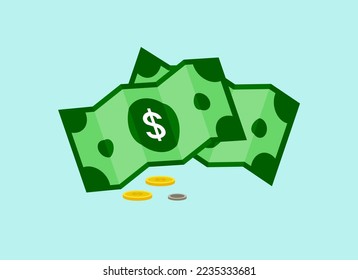 Dollar Money Vector Icon Illustration. Money Flat Icon. paper money. Bundle with cash bills. Keeping money in bank. Deposit, wealth, accumulation and inheritance. banknote. Bundle with cash bills.