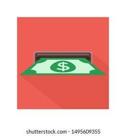 Dollar money vector illustration for website, mobile application, presentation, infographic. ATM cash machine concept sign. Insert currency. Transaction.
