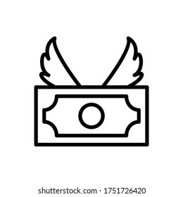 dollar money wings icon. Simple line, outline vector elements of bankruptcy icons for ui and ux, website or mobile application