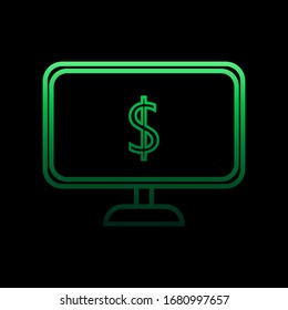 Dollar in the monitor nolan icon. Simple thin line, outline vector of bank icons for ui and ux, website or mobile application