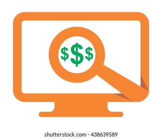 dollar monitor screen image vector icon logo