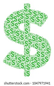 Dollar mosaic of american dollars. Vector dollar pictograms are organized into dollar mosaic.