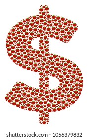 Dollar mosaic of tomato vegetables. Vector tomato vegetable objects are united into dollar shape. Natural vector design concept.