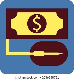 Dollar with mouse, illustration, vector, on a white background.