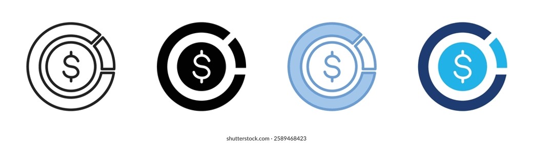 Dollar multi style. Simple illustration icon set.