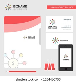 Dollar network Business Logo, File Cover Visiting Card and Mobile App Design. Vector Illustration