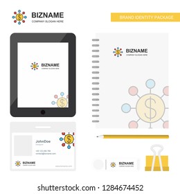Dollar network Business Logo, Tab App, Diary PVC Employee Card and USB Brand Stationary Package Design Vector Template