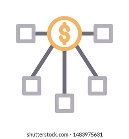 dollar network colour line vector icon