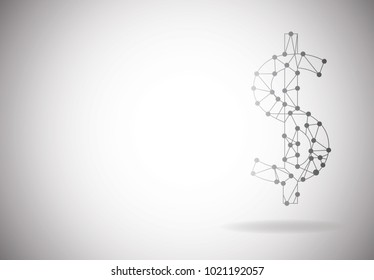 dollar network connection point and line composition concept of business. Vector Illustration