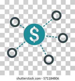 Dollar Network Links icon. Vector illustration style is flat iconic bicolor symbol, soft blue colors, transparent background. Designed for web and software interfaces.