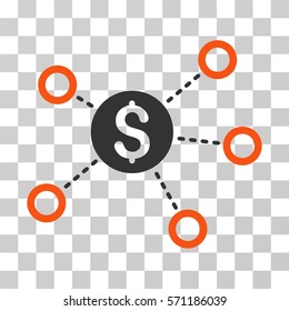 Dollar Network Links icon. Vector illustration style is flat iconic bicolor symbol, orange and gray colors, transparent background. Designed for web and software interfaces.