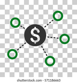 Dollar Network Links icon. Vector illustration style is flat iconic bicolor symbol, green and gray colors, transparent background. Designed for web and software interfaces.