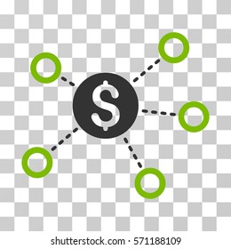 Dollar Network Links icon. Vector illustration style is flat iconic bicolor symbol, eco green and gray colors, transparent background. Designed for web and software interfaces.