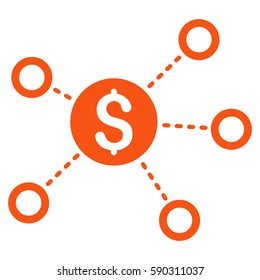 Dollar Network Links vector icon. Flat orange symbol. Pictogram is isolated on a white background. Designed for web and software interfaces.