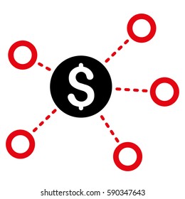 Dollar Network Links vector icon. Flat bicolor intensive red and black symbol. Pictogram is isolated on a white background. Designed for web and software interfaces.