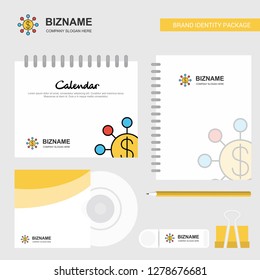 Dollar network Logo, Calendar Template, CD Cover, Diary and USB Brand Stationary Package Design Vector Template