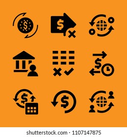 dollar, network, wallet and bank icon set. Vector illustration for web and design.