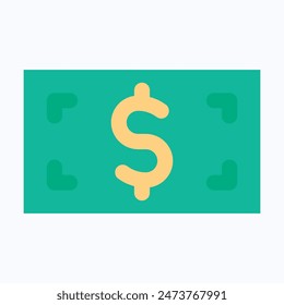Dollar Note, Cash Vector Icon, Flat Style Isolated Vector Icon.