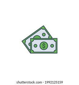 dollar note Flat Icon Isolated On White Background