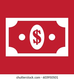 Dollar note icon on red background