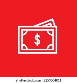 Icono de línea de nota de dólar. Plantilla de recursos gráficos, ilustración vectorial.