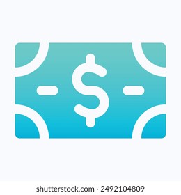 Dollar Note, Money, Cash Vector Icon, Isolated Gradient Vector Icon.