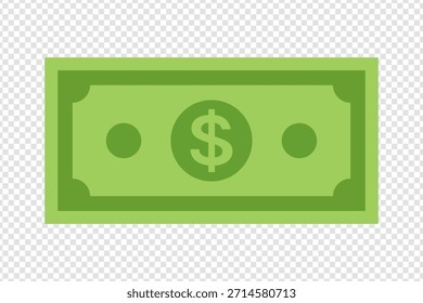 Ilustración vectorial de la nota del dólar, billete del dinero aislado en el fondo blanco