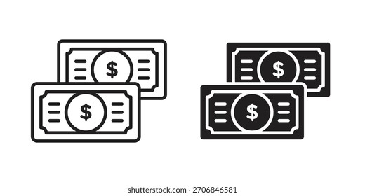 Dollar notes icon symbol for logo, web, app designs.