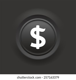Dollar on Black Bevel Round Button