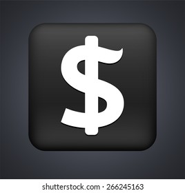 Dollar on Black Square Button