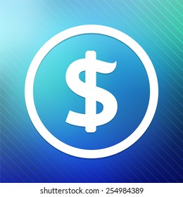 Dollar on Blue Round Button