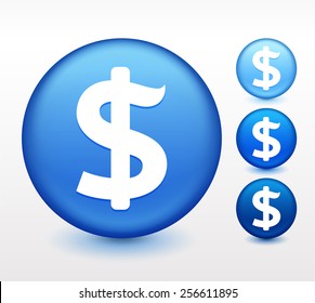 Dollar on Blue Round Button