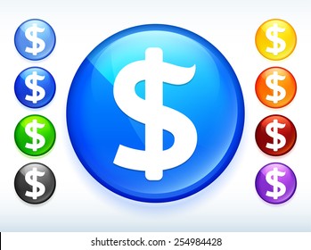 Dollar on Colorful Round Button