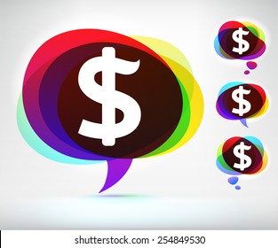 Dollar on Colorful Speech Bubble