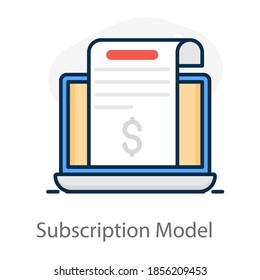Dollar auf gefaltetem Papier im Notebook, das das Symbol des Mitgliedschaftsmodells zeigt