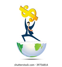 Dollar auf dem Globalzeichen