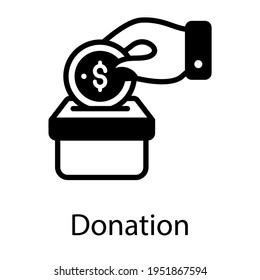 Dollar on hand concept of donation icon.