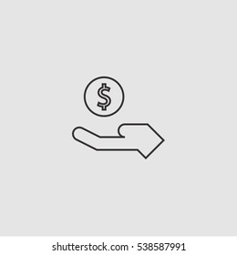 dollar on hand icon illustration outline