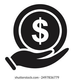 Dollar on hand silhouette vector art illustration