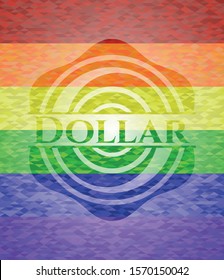 Dollar on mosaic background with the colors of the LGBT flag